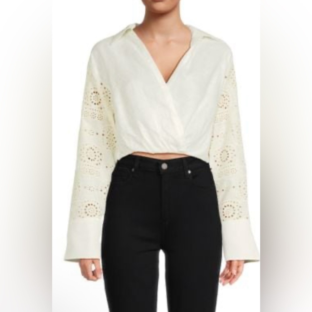 A.L.C. Mason Eyelet Linen Crop Top